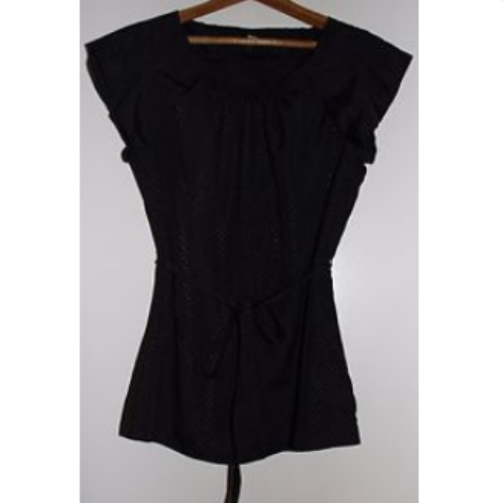 🎈3/$20 Mossimo Satin Black Flutter Sleeve Belted